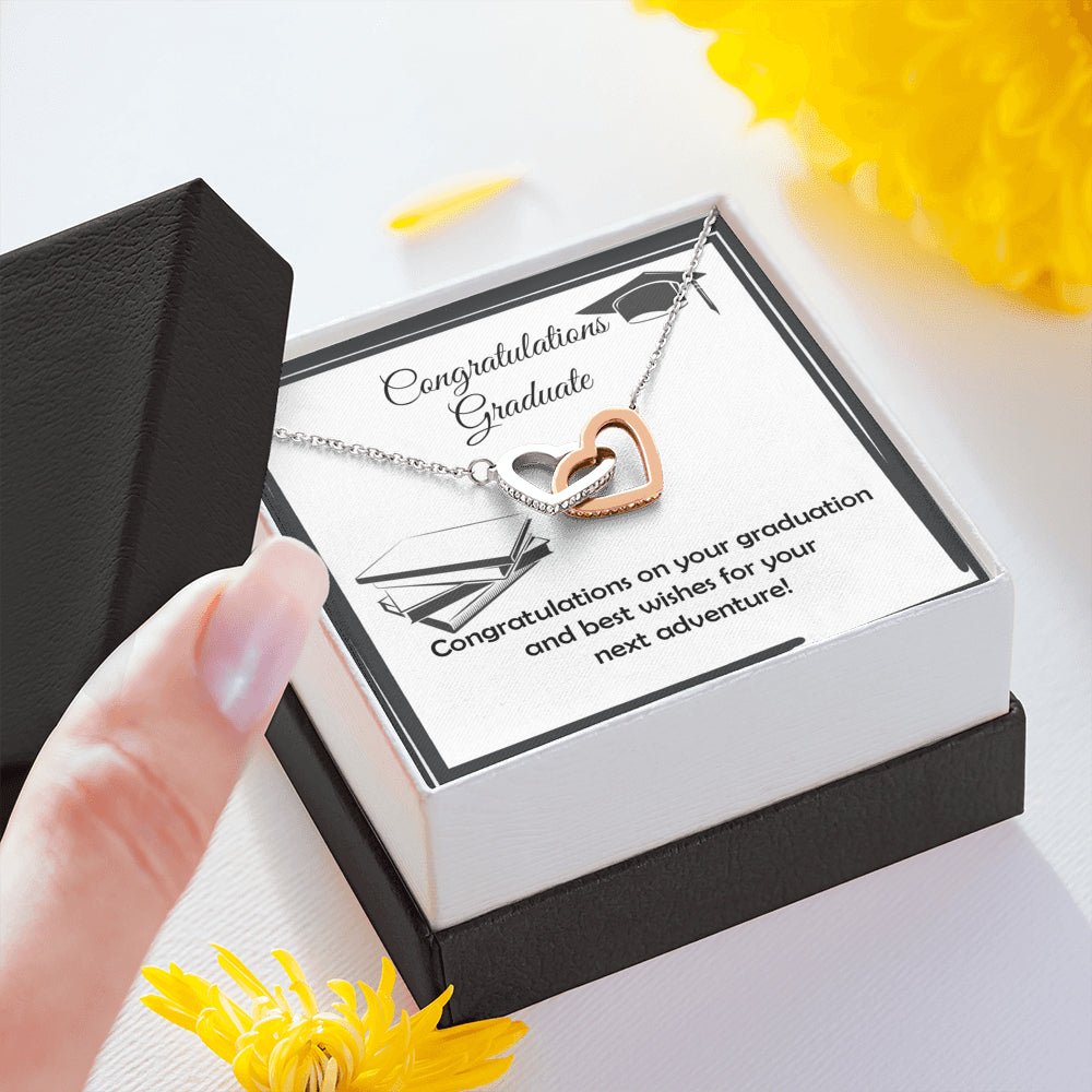 Graduation Gift, Interlocking Hearts Graduation Card Necklace - keepsaken