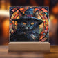 Halloween Black Cat Square Acrylic Plaque, Halloween Decor - keepsaken
