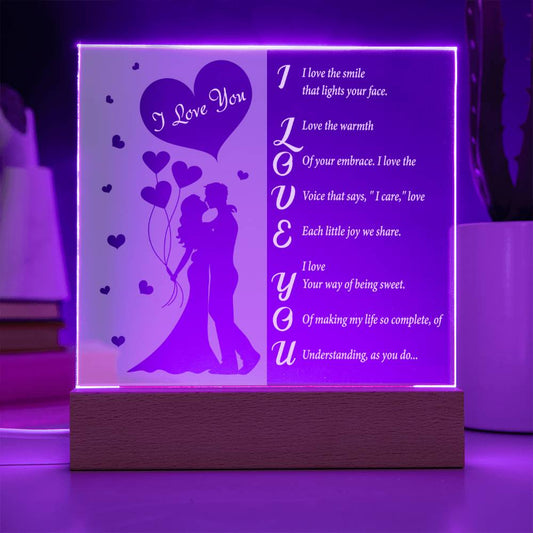 I Love You Soulmate Square Acrylic Romantic Gift - keepsaken