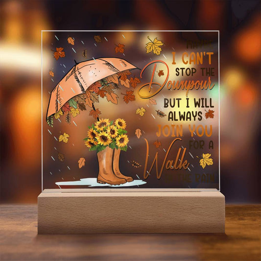 I Will Always Join You For A Walk In The Rain Square Acrylic Fall Themed Gift, Fall Decor - keepsaken