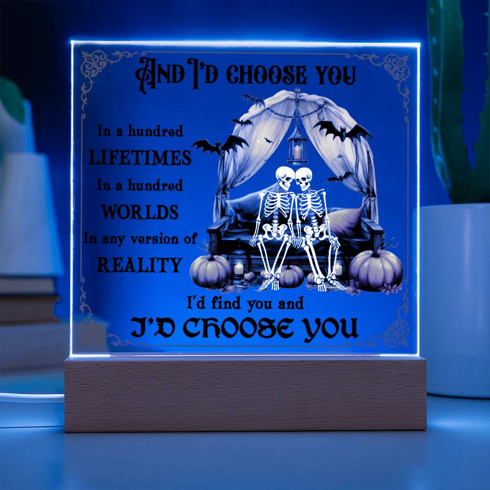 I'd Choose You Couples Halloween Square Acrylic Plaque, Halloween Romantic Decor - keepsaken