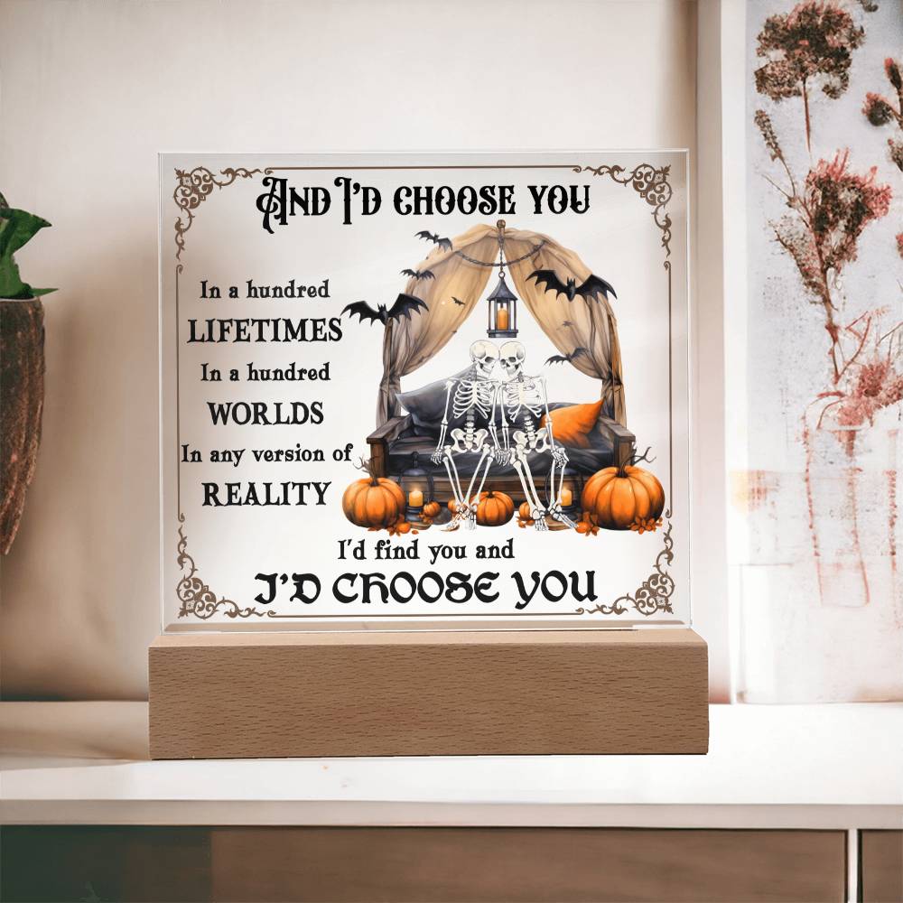 I'd Choose You Couples Halloween Square Acrylic Plaque, Halloween Romantic Decor - keepsaken