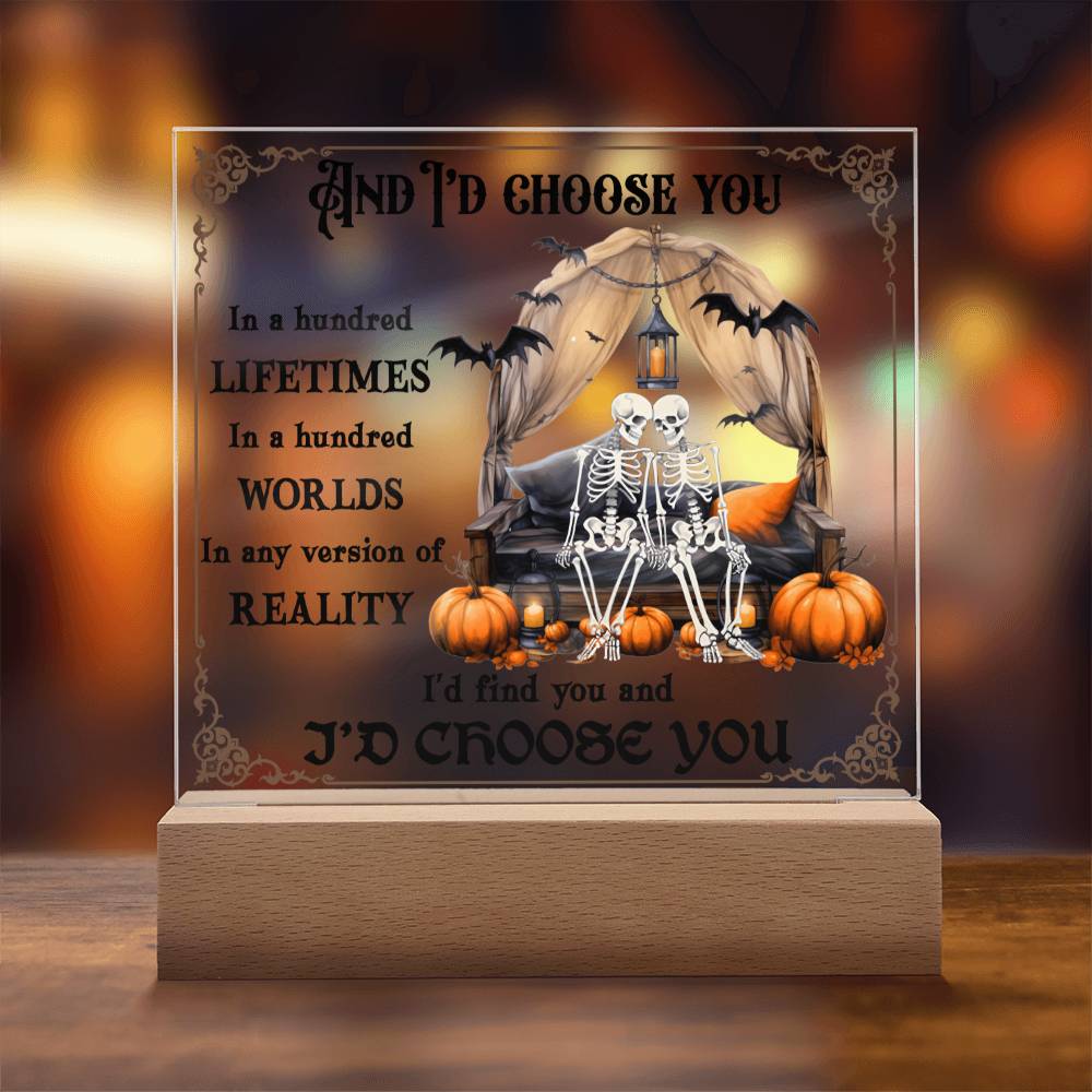 I'd Choose You Couples Halloween Square Acrylic Plaque, Halloween Romantic Decor - keepsaken