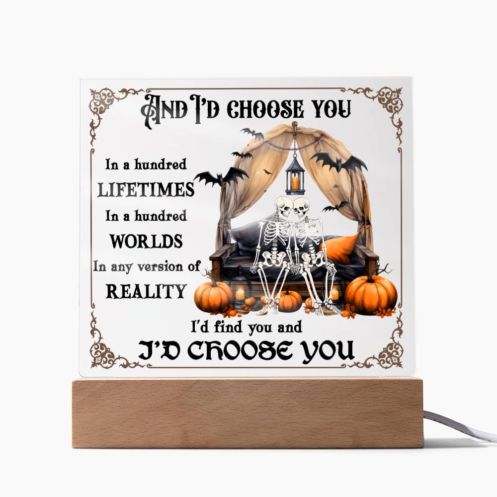 I'd Choose You Couples Halloween Square Acrylic Plaque, Halloween Romantic Decor - keepsaken