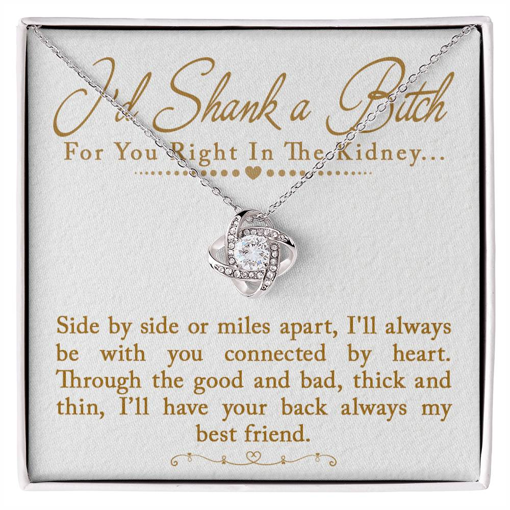 I'd Shank a Bitch For You Right In The Kidney Love Knot Necklace, Funny Best Friend Gift, BFF Birthday - keepsaken