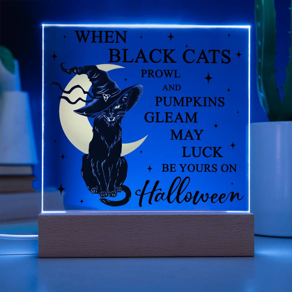 May Luck Be Your On Halloween Square Acrylic Plaque, Halloween Decor - keepsaken