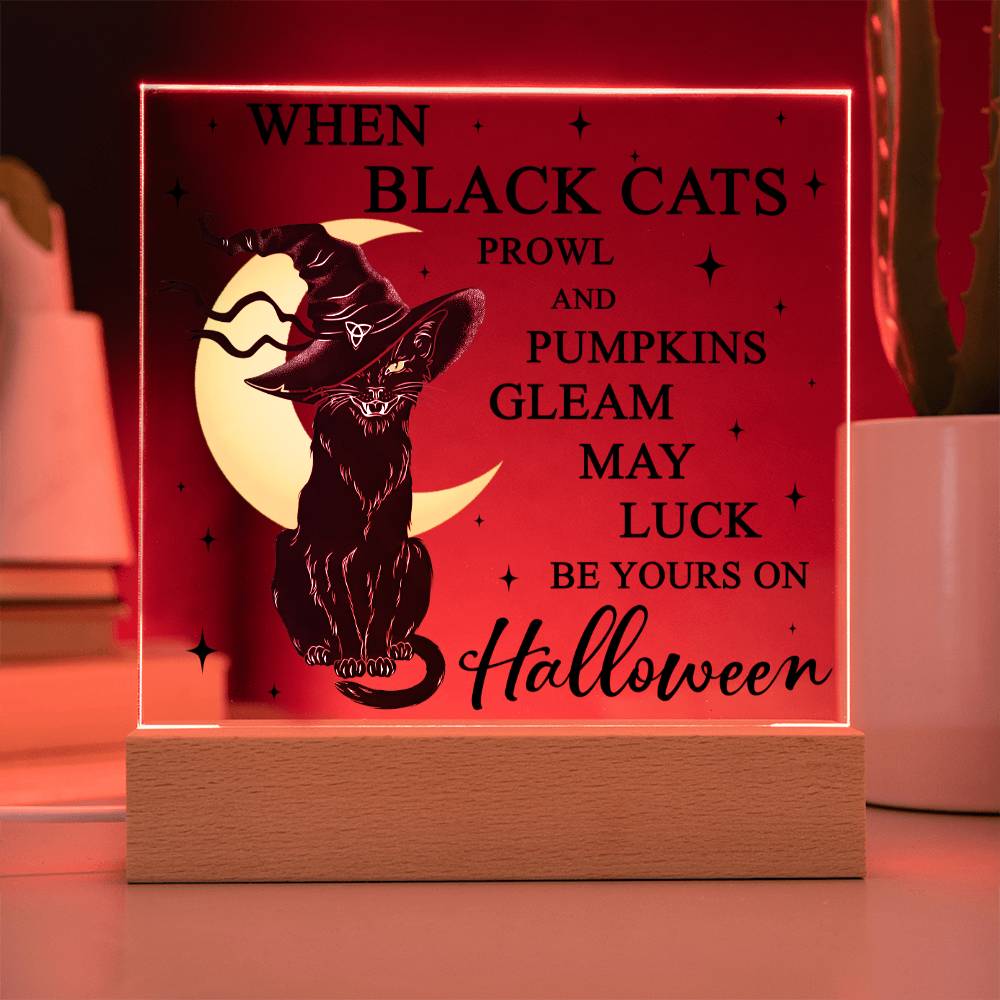 May Luck Be Your On Halloween Square Acrylic Plaque, Halloween Decor - keepsaken
