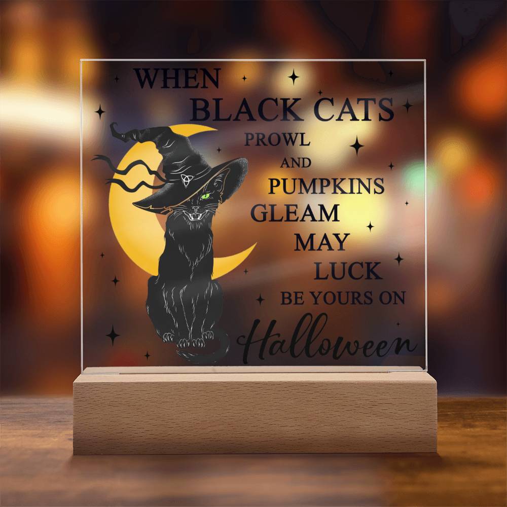 May Luck Be Your On Halloween Square Acrylic Plaque, Halloween Decor - keepsaken