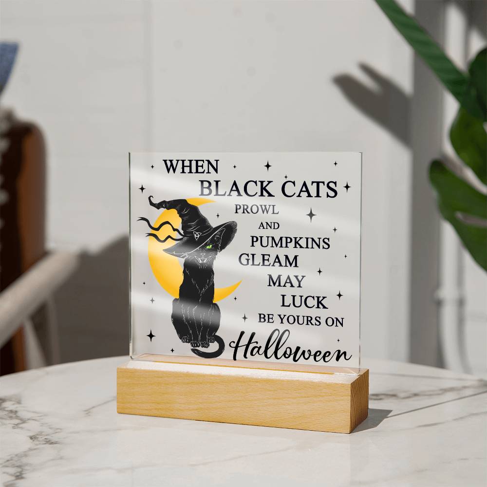 May Luck Be Your On Halloween Square Acrylic Plaque, Halloween Decor - keepsaken
