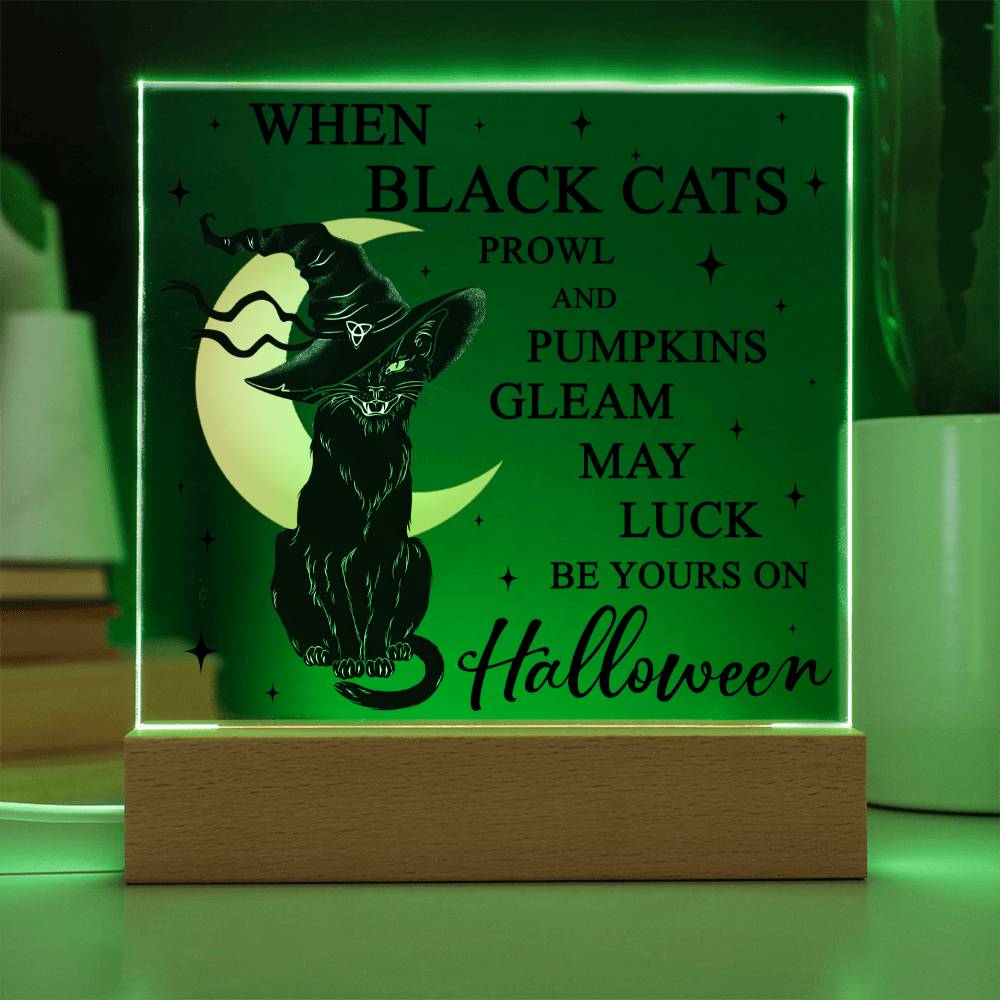 May Luck Be Your On Halloween Square Acrylic Plaque, Halloween Decor - keepsaken