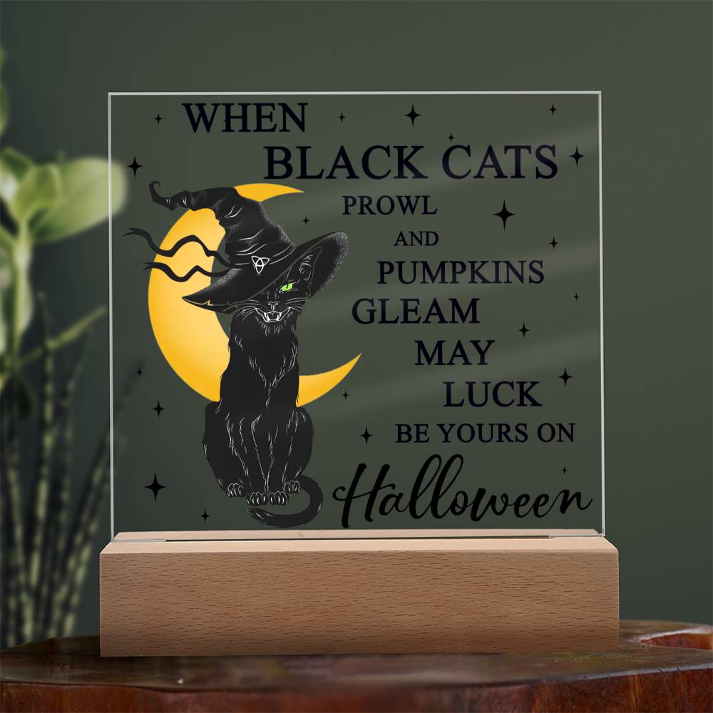 May Luck Be Your On Halloween Square Acrylic Plaque, Halloween Decor - keepsaken