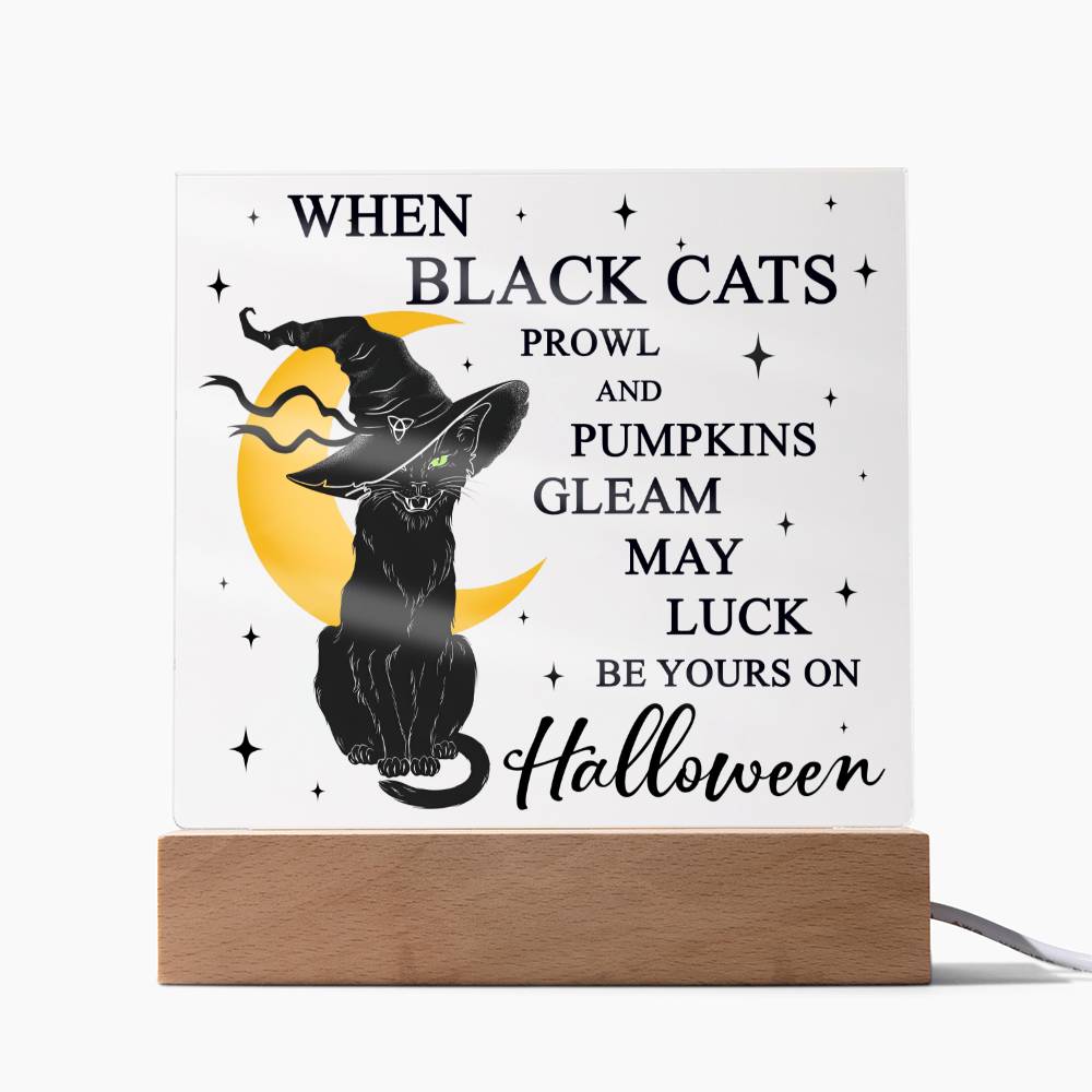 May Luck Be Your On Halloween Square Acrylic Plaque, Halloween Decor - keepsaken