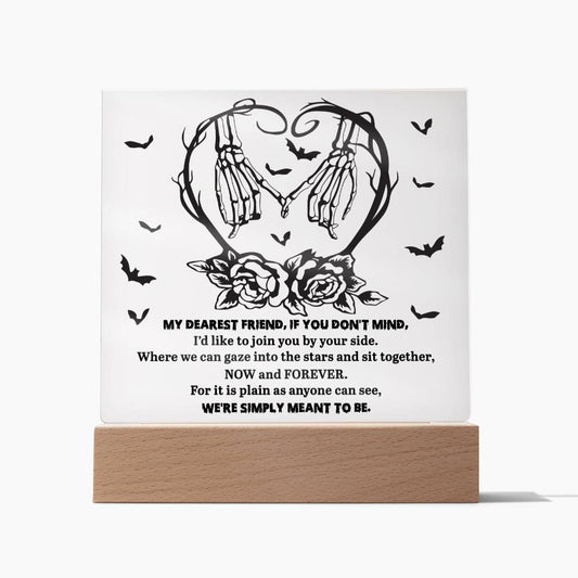 My Dearest Friend We're Simply Meant To Be Halloween Square Acrylic Plaque, Halloween Decor - keepsaken
