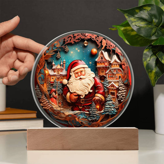 Santa Coming To Town Acrylic Circle, Christmas Themed Decor - keepsaken