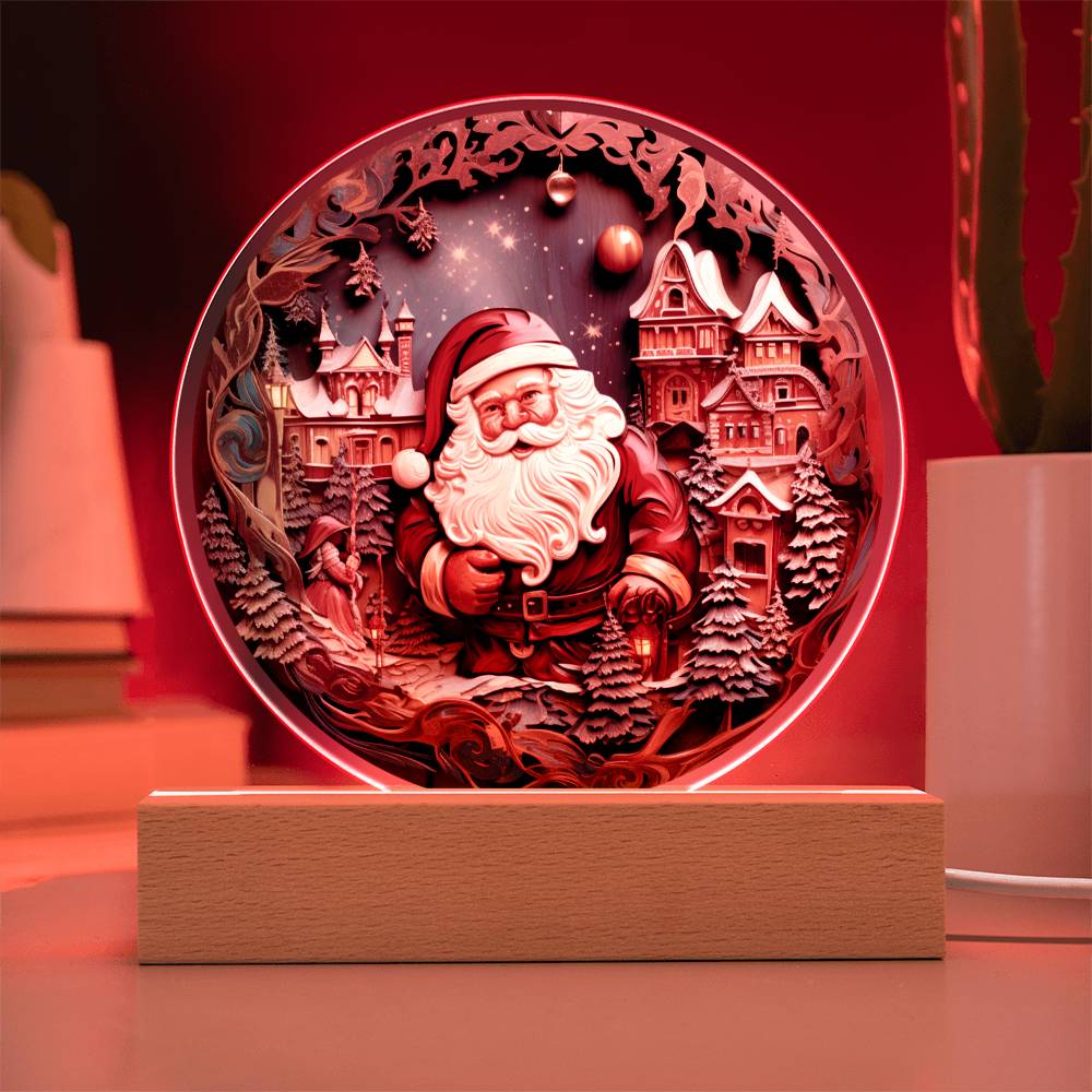 Santa Coming To Town Acrylic Circle, Christmas Themed Decor - keepsaken