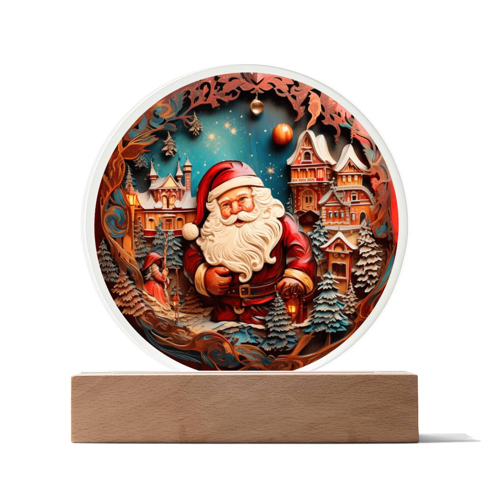 Santa Coming To Town Acrylic Circle, Christmas Themed Decor - keepsaken