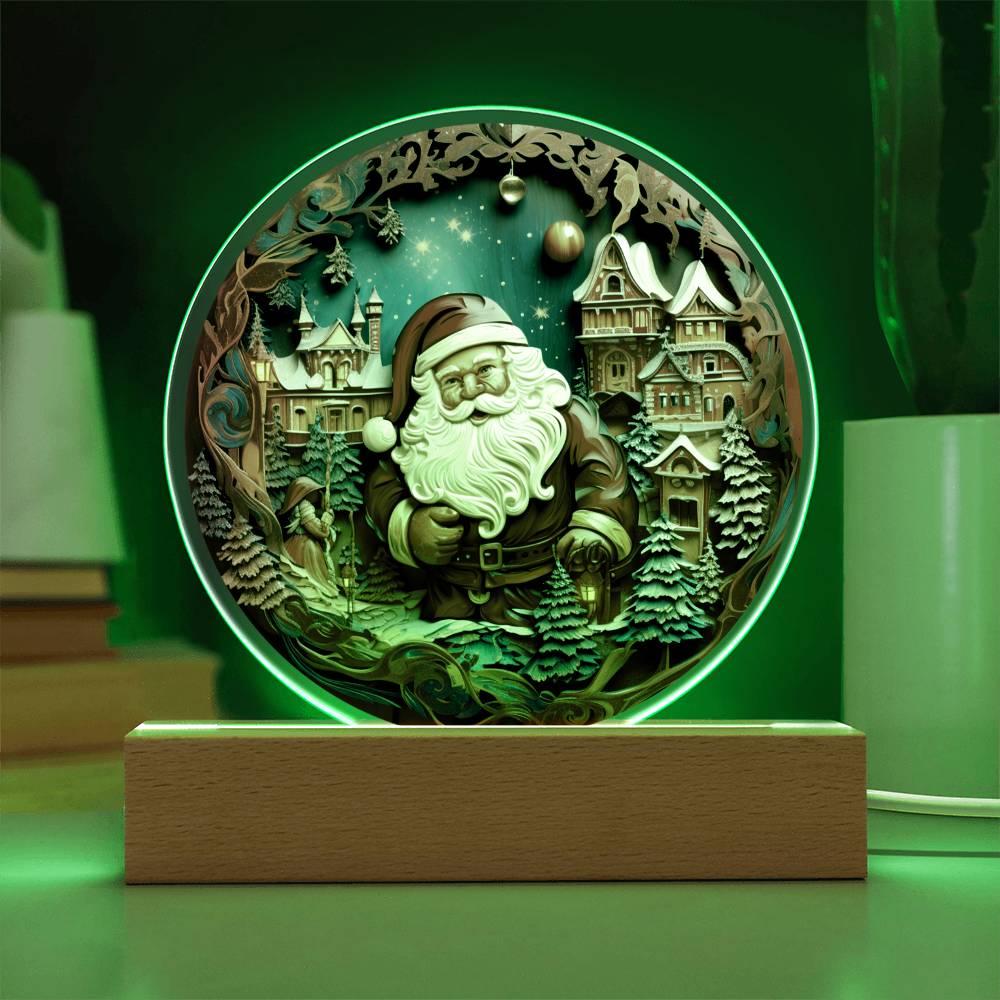 Santa Coming To Town Acrylic Circle, Christmas Themed Decor - keepsaken