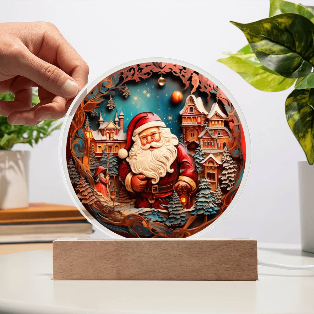 Santa Coming To Town Acrylic Circle, Christmas Themed Decor - keepsaken