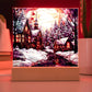 Stained Glass Style Christmas Village Square Acrylic Plaque, Christmas Themed Decor - keepsaken