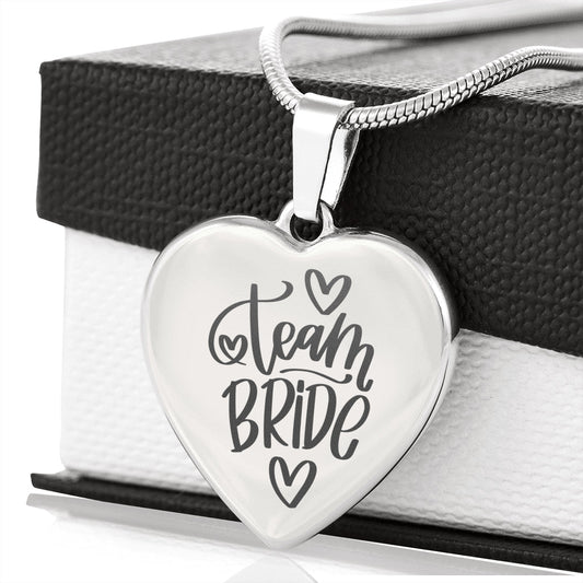 Team Bride Engraved Heart Pendant Necklace - keepsaken