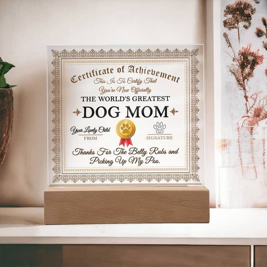 The World's Greatest Dog Mom Award Square Acrylic Plaque - keepsaken