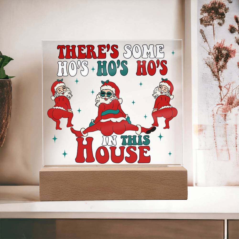 There's Some Ho's Ho's Ho's In This House Funny Christmas Themed Square Acrylic Plaque - keepsaken