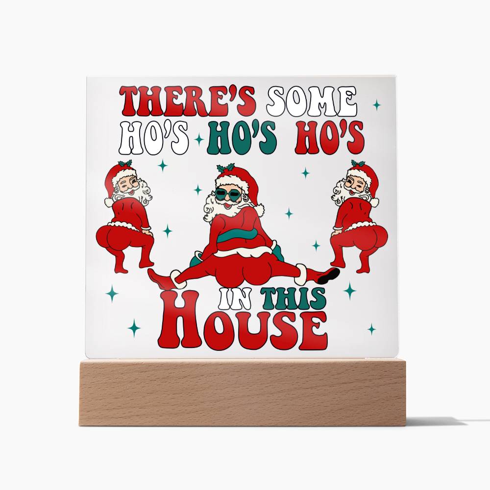 There's Some Ho's Ho's Ho's In This House Funny Christmas Themed Square Acrylic Plaque - keepsaken