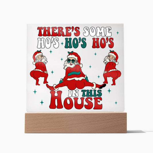 There's Some Ho's Ho's Ho's In This House Funny Christmas Themed Square Acrylic Plaque - keepsaken