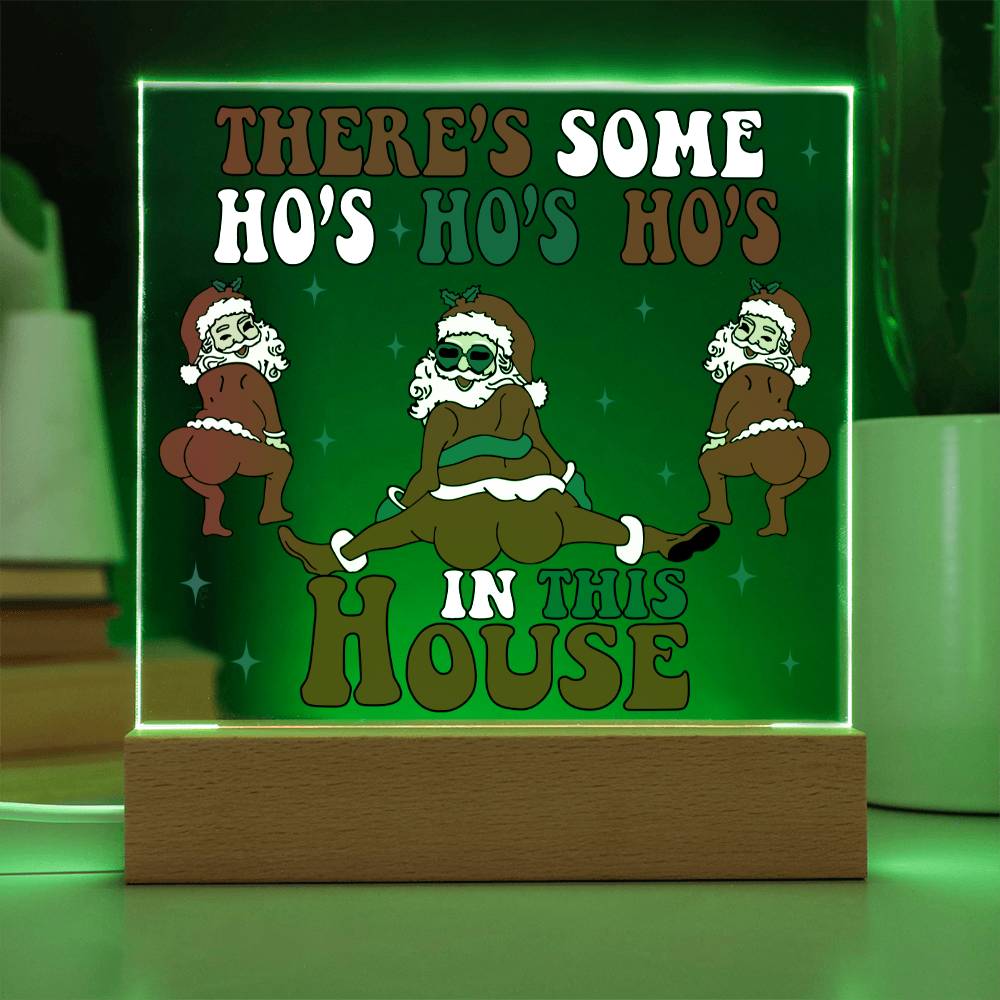 There's Some Ho's Ho's Ho's In This House Funny Christmas Themed Square Acrylic Plaque - keepsaken