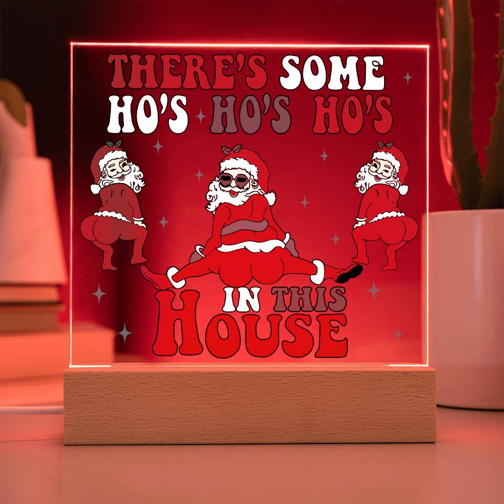 There's Some Ho's Ho's Ho's In This House Funny Christmas Themed Square Acrylic Plaque - keepsaken