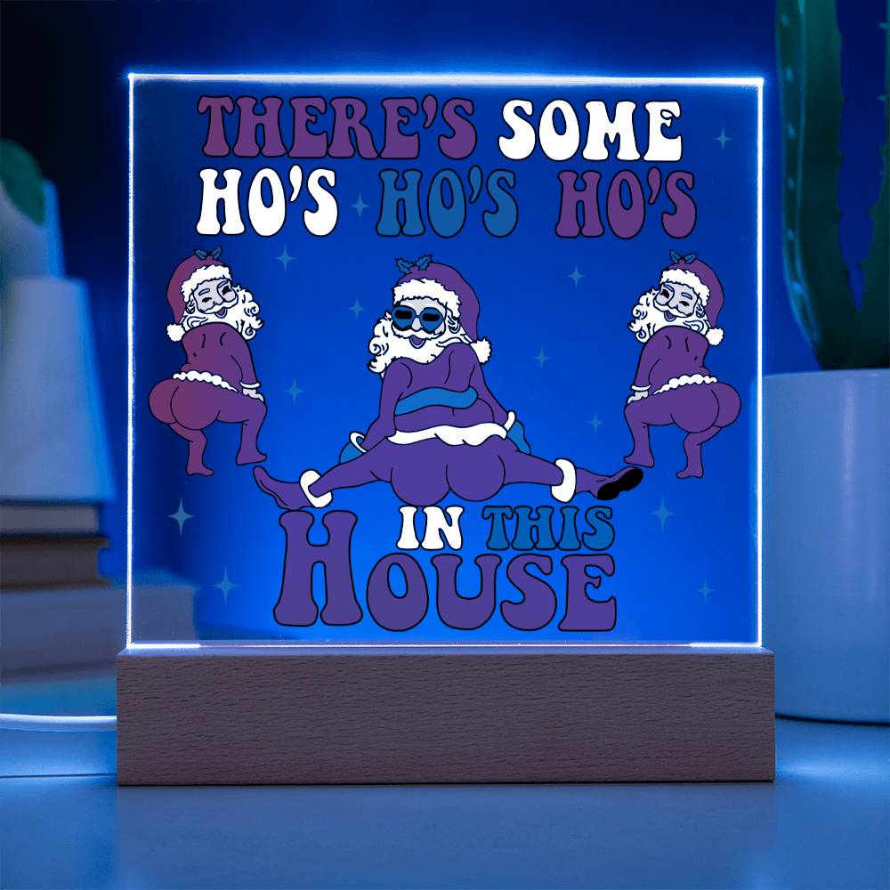 There's Some Ho's Ho's Ho's In This House Funny Christmas Themed Square Acrylic Plaque - keepsaken