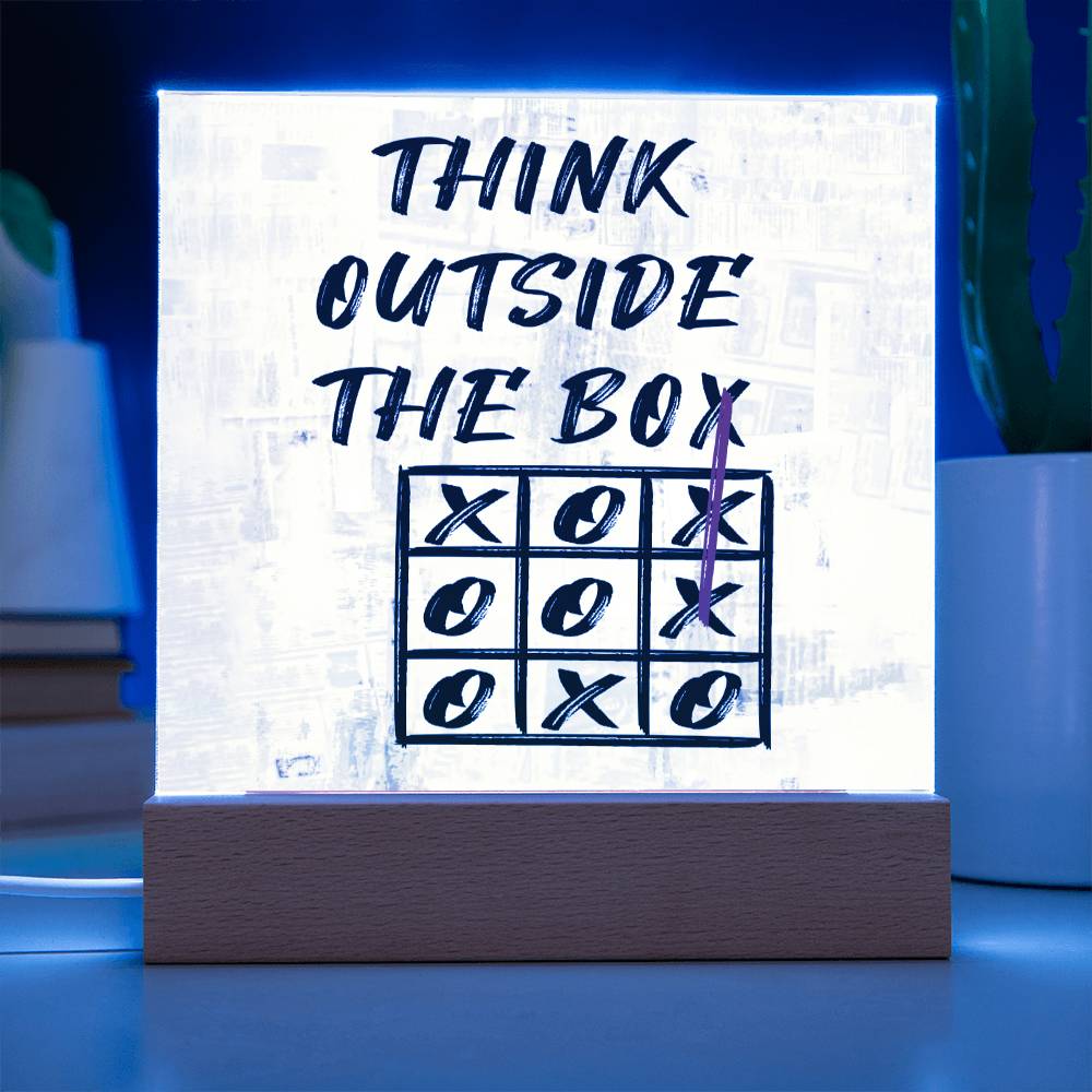 Think Outside The Box Motivational Square Acrylic Plaque, Inspirational Gift, Motivational Quote - keepsaken