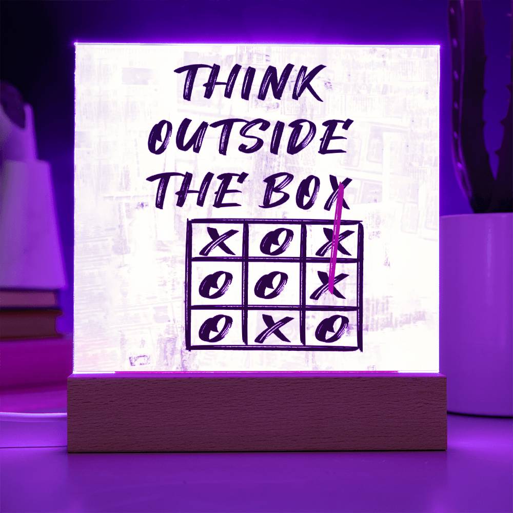 Think Outside The Box Motivational Square Acrylic Plaque, Inspirational Gift, Motivational Quote - keepsaken