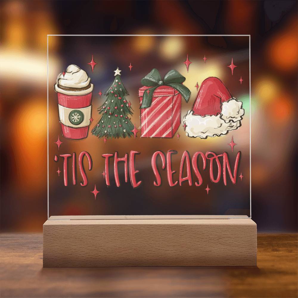 Tis The Season Christmas Square Acrylic Plaque, Christmas Themed Gift - keepsaken