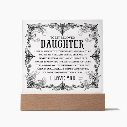 To My Beloved Daughter My Biggest Blessing Halloween Square Acrylic Plaque, Halloween Decor - keepsaken
