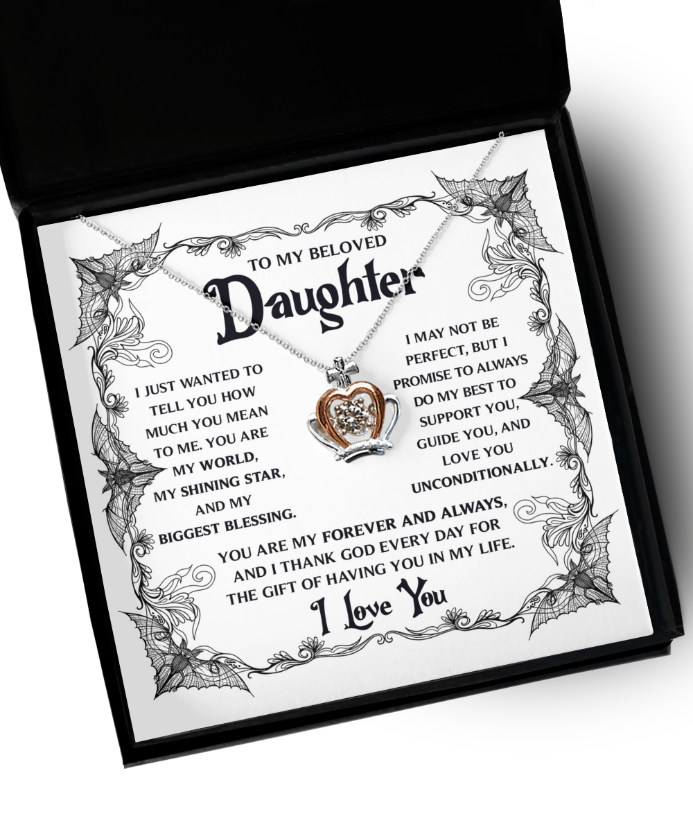 To My Beloved Daughter My Shining Star | Crown Pendant Necklace - keepsaken