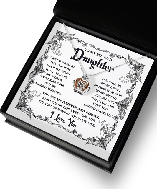 To My Beloved Daughter My Shining Star | Crown Pendant Necklace - keepsaken