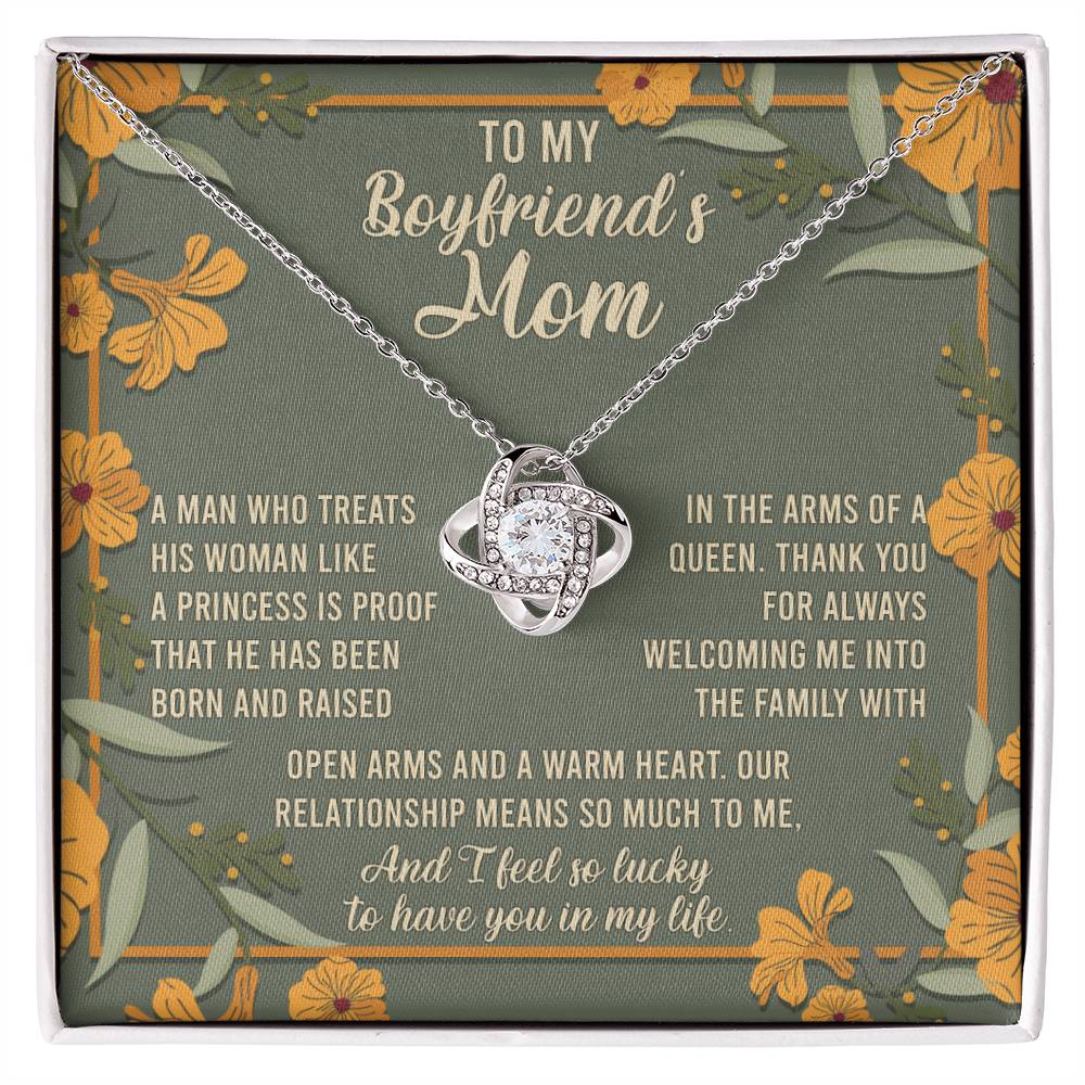 To My Boyfriend's Mom I Feel So Lucky To Have You In My Life Love Knot Necklace - keepsaken