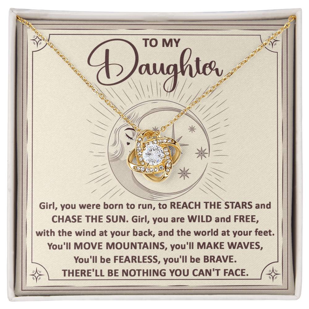 To My Daughter Chase The Sun Love Knot Necklace, Gift For Daughter - keepsaken