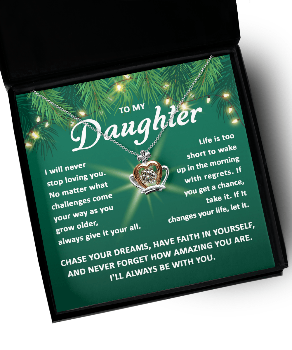To My Daughter Chase Your Dreams | Crown Pendant Necklace - keepsaken