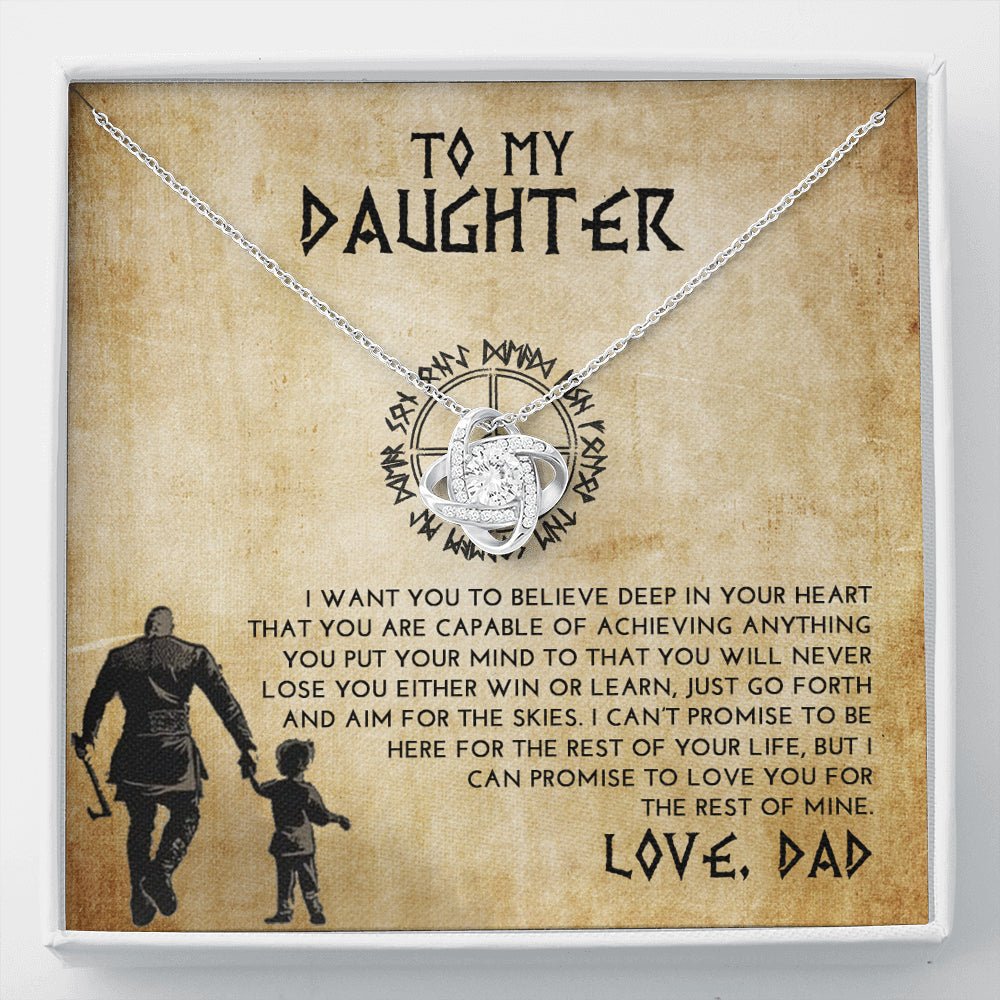 To My Daughter Love Knot Necklace Love Dad You Are Capable Of Achieving Anything - keepsaken