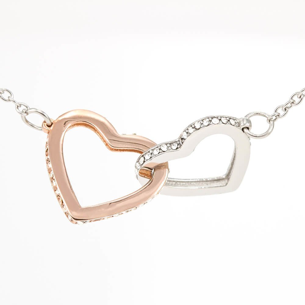 To My Daughter Love Mom Interlocking Heart Necklace - keepsaken