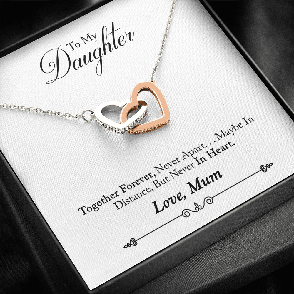 To My Daughter Love Mum Interlocking Hearts Necklace, Daughter Gift, Heart Necklace, Together Forever, Never Apart - keepsaken