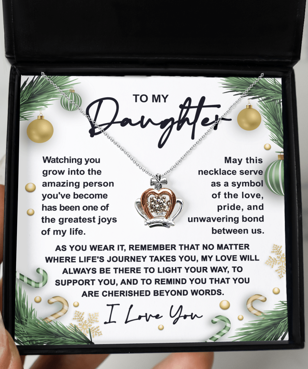 To My Daughter Symbol Of Love | Crown Pendant Necklace - keepsaken