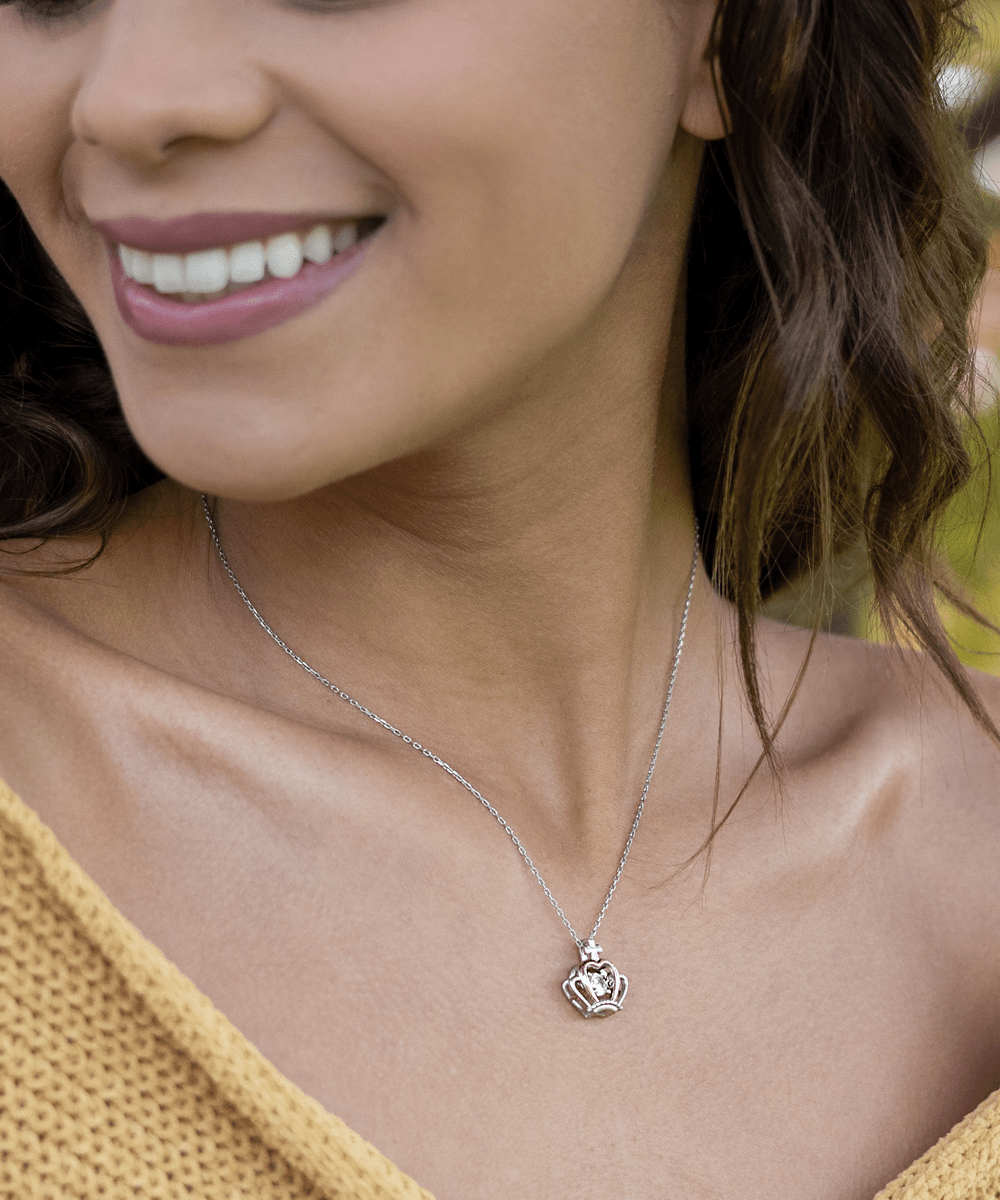 To My Daughter Symbol Of Love | Crown Pendant Necklace - keepsaken