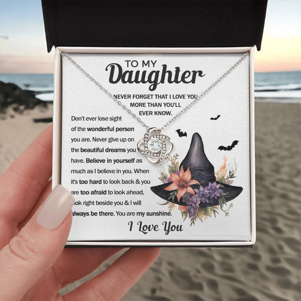 To My Daughter You Are My Sunshine | Halloween Love Knot Necklace - keepsaken