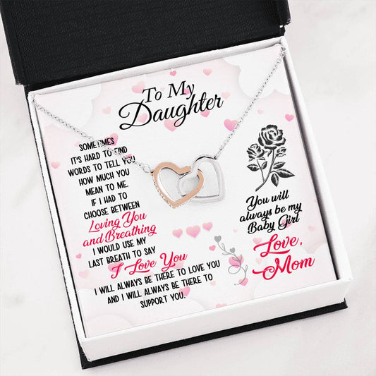 To My Daughter You Will Always Be My Baby Girl Love Mom, Interlocking Heart Necklace, Daughter Gift - keepsaken