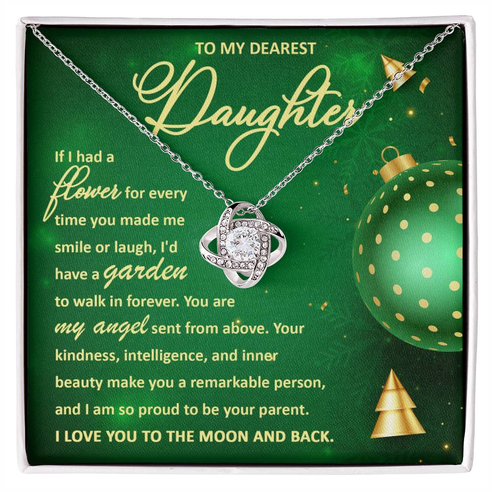 To My Dearest Daughter You Are My Angel Necklace, Christmas Gift Love Knot Necklace - keepsaken