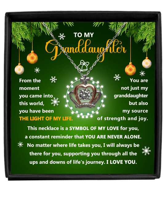 To My Granddaughter Light Of My Life Crown Pendant Necklace, Gift For Granddaughter - keepsaken