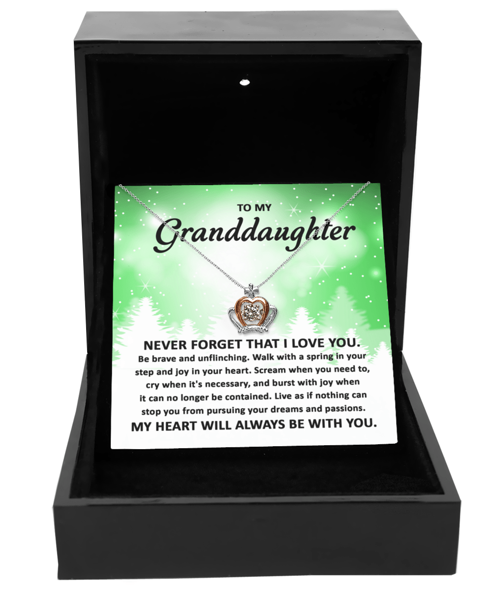To My Granddaughter Never Forget That I Love You | Crown Pendant Necklace - keepsaken